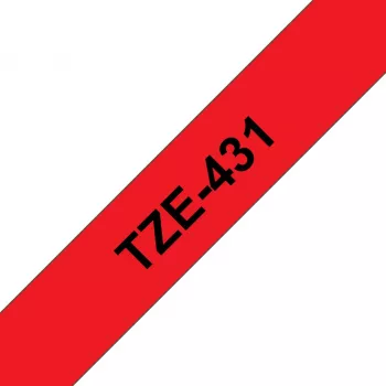 Brother TZE-431 labeltape zwart op rood