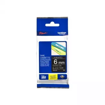 Labeltape Brother TZe315 6 mm wit op zwart
