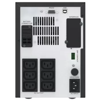 APC Easy UPS 1-fase Line Interactive, 1500VA, Tower, 230V, 6 IEC C13-uitgangen, AVR, potentiaalvrij contact, LCD, zonder ondersteuning voor netwerkkaart