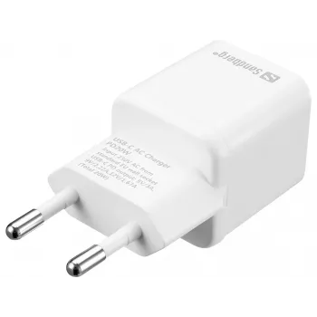 Sandberg USB-C AC-oplader PD20W EU, binnen, AC, 5 V, 3 A, wit