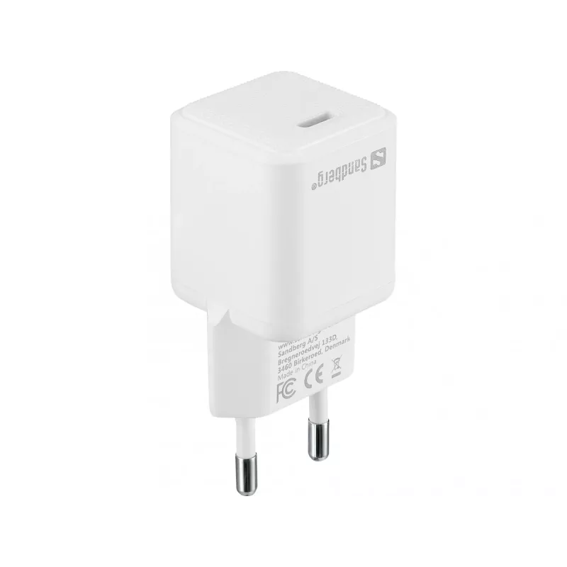 Sandberg USB-C AC-oplader PD20W EU, binnen, AC, 5 V, 3 A, wit