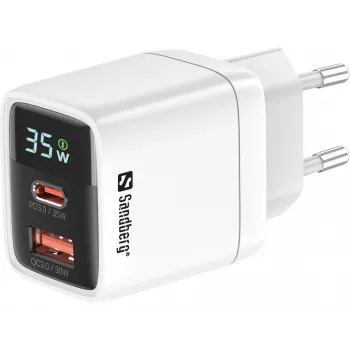 Oplader Sandberg 2in1 1xUSB-C 1xUSB 35W Indoor AC Universeel