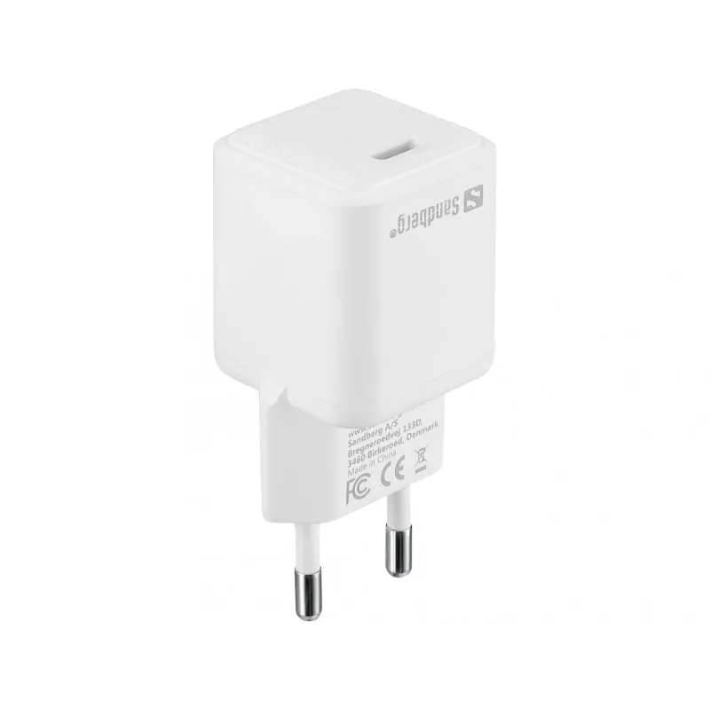 Sandberg USB-C AC-oplader PD20W SAVER, binnen, AC, 12 V, 3 A, wit