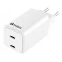 Sandberg AC-oplader Dual USB-C PD65W EU, binnen, AC, 20 V, 3,25 A, wit