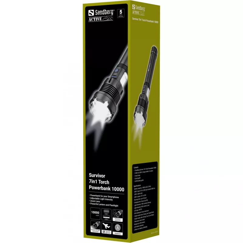 Sandberg Survivor 7in1 zaklamp powerbank 10000