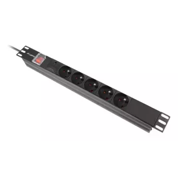 PDU Lanberg PDU-05E-0200-BK 5 AC-stopcontacten 1U zwart