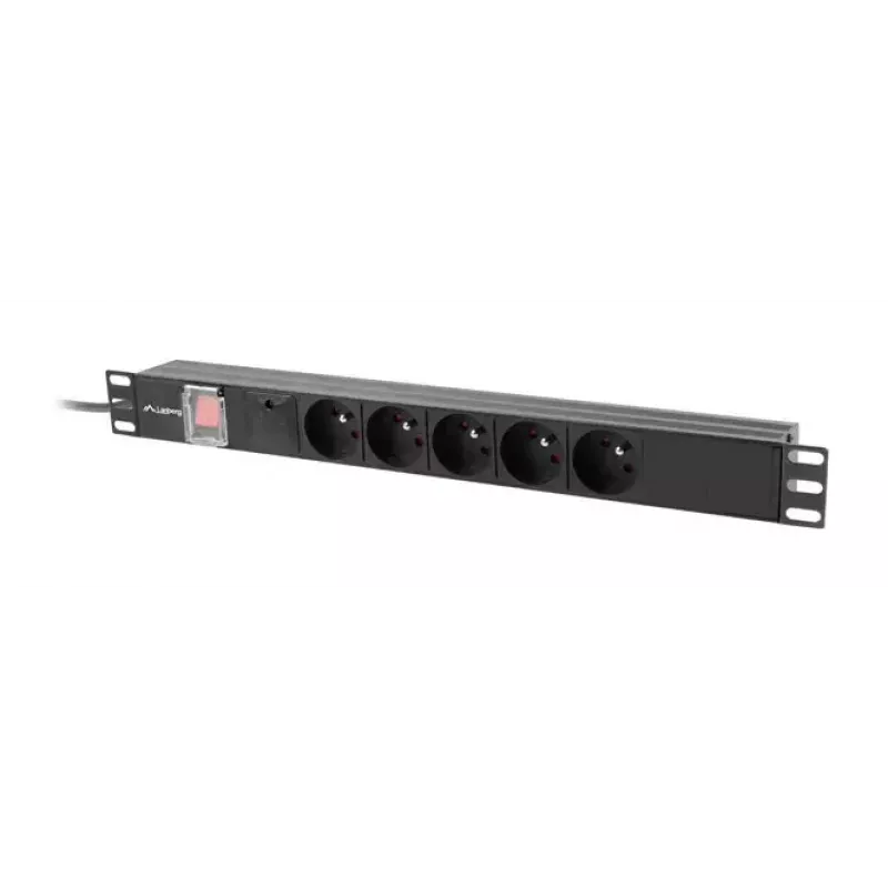 PDU Lanberg PDU-05E-0200-BK 5 AC-stopcontacten 1U zwart