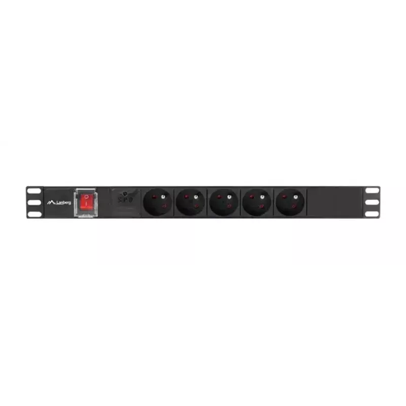 PDU Lanberg PDU-05E-0200-BK 5 AC-stopcontacten 1U zwart