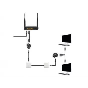 Kabelsplitter Lanberg ADS-RJ45-2RJ45-OS zwart