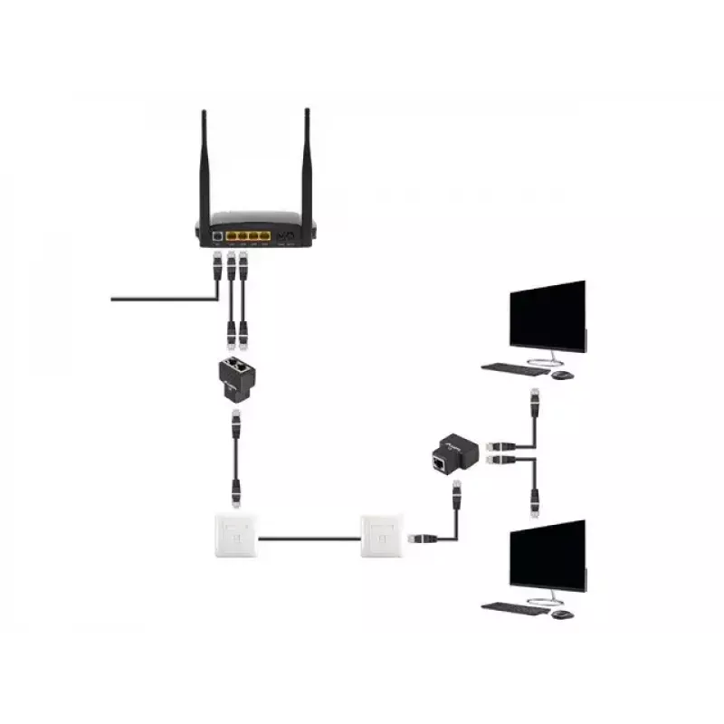Kabelsplitter Lanberg ADS-RJ45-2RJ45-OS zwart