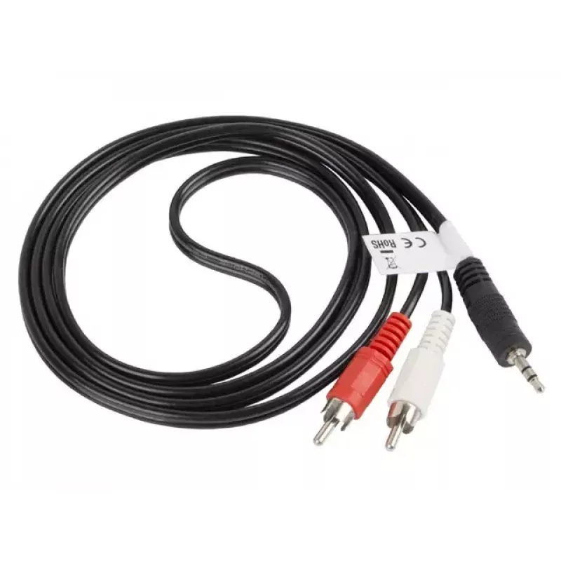 Audiokabel LANBERG 3,5 mm naar 2×RCA-stekker 1,5 m zwart