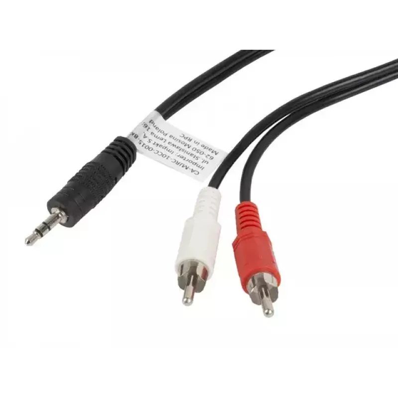 Audiokabel LANBERG 3,5 mm naar 2×RCA-stekker 1,5 m zwart