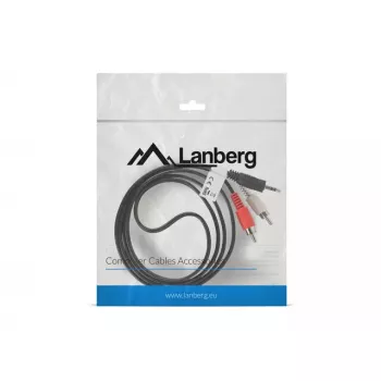 Audiokabel LANBERG 3,5 mm naar 2×RCA-stekker 1,5 m zwart