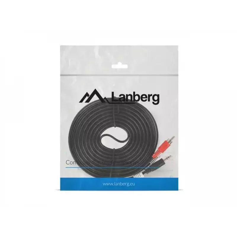 Audiokabel LANBERG 3,5 mm naar 2×cinch-stekker, 5 m, zwart