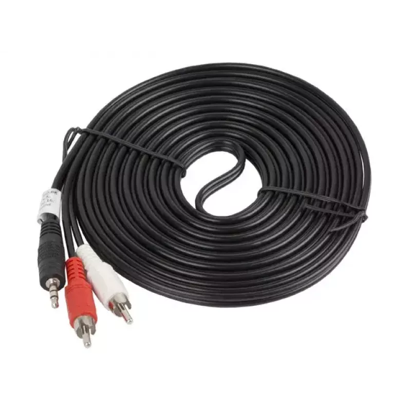 Audiokabel LANBERG 3,5 mm naar 2×cinch-stekker, 5 m, zwart