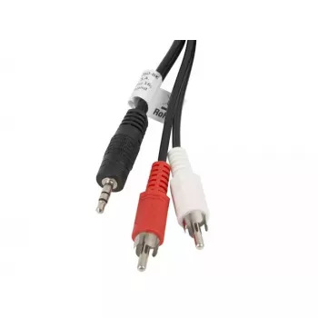 Audiokabel LANBERG 3,5 mm naar 2×cinch-stekker, 5 m, zwart