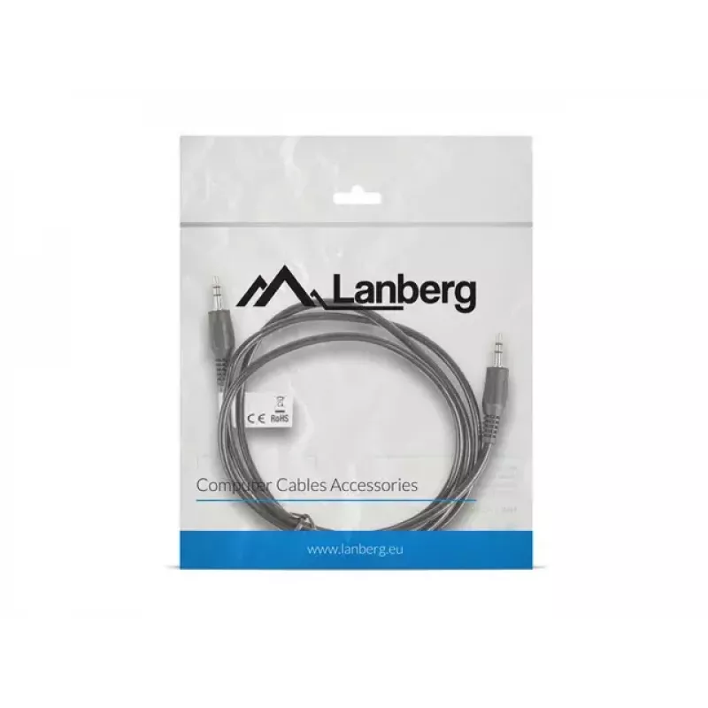 Audiokabel LANBERG 3,5 mm stekker–stekker 1,2 m zwart
