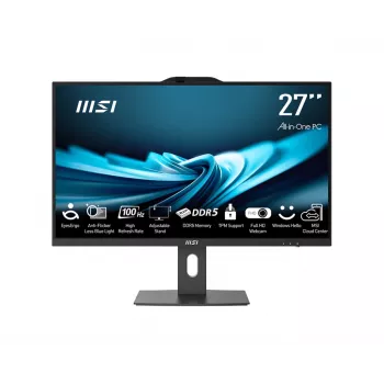MSI PRO AP272P 14M-496EU all-in-one pc, Intel Core i5-14400, 27 inch Full HD 1920 x 1080 100 Hz, 16 GB DDR5, 512 GB SSD, Intel UHD Graphics 730, Wi-Fi 6E, Bluetooth 5.3, Windows 11 Pro, zwart