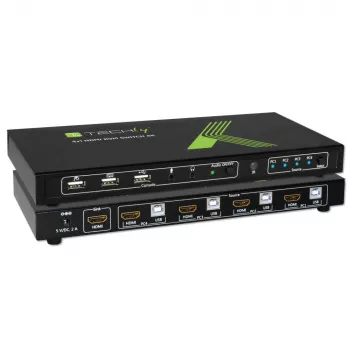 Techly 4x1 USB HDMI 4Kx2K IDATA KVM-HDMI4U KVM-switch zwart