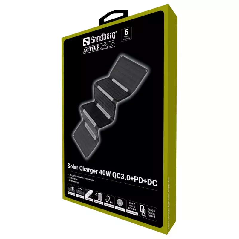 Sandberg Solar Charger 40W QC3.0+PD+DC, Outdoor, Solar, zwart