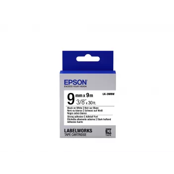 Epson labelcartridge Strong Adhesive LK-3WBW zwart/wit 9 mm (9 m)