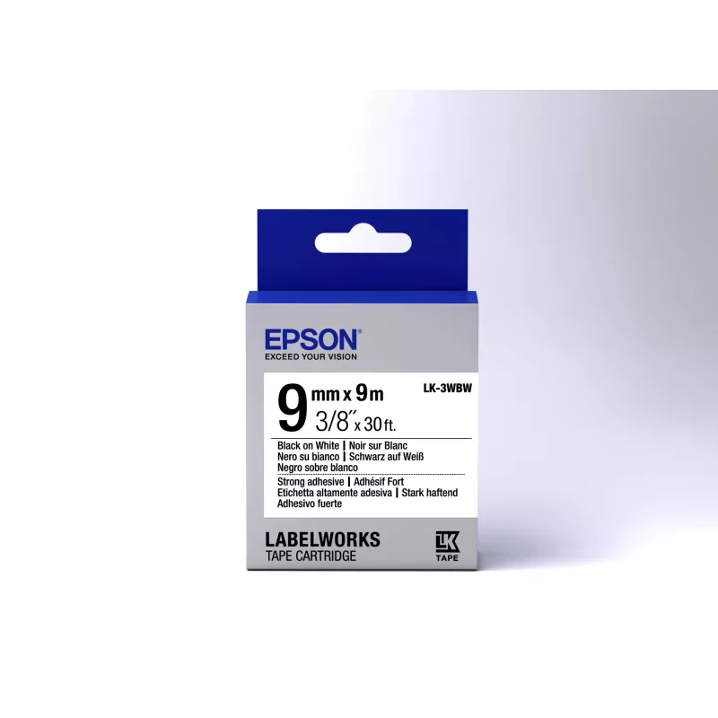 Epson labelcartridge Strong Adhesive LK-3WBW zwart/wit 9 mm (9 m)