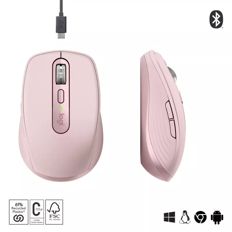 Muis Logitech MX 3S roze USB optisch