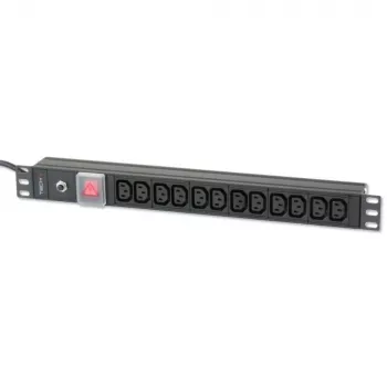Techly rack 19 inch PDU 12 VDE-uitgangen met C20-stekker en schakelaar