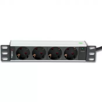 Techly I-CASE M10-4D stroomverdeeleenheid (PDU) 4 AC-uitgangen 1U zwart, zilver