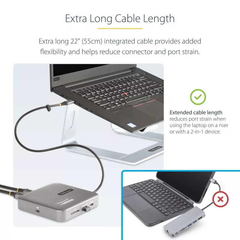 StarTech.com USB-C-dockingstation, dual 4K 60Hz HDMI, compatibel met Macbook Pro (M1/M2/M3/M4) en Windows, USB-A/USB-C 10Gbps-hub, 100W Power Delivery, GbE, SD, 56cm kabel