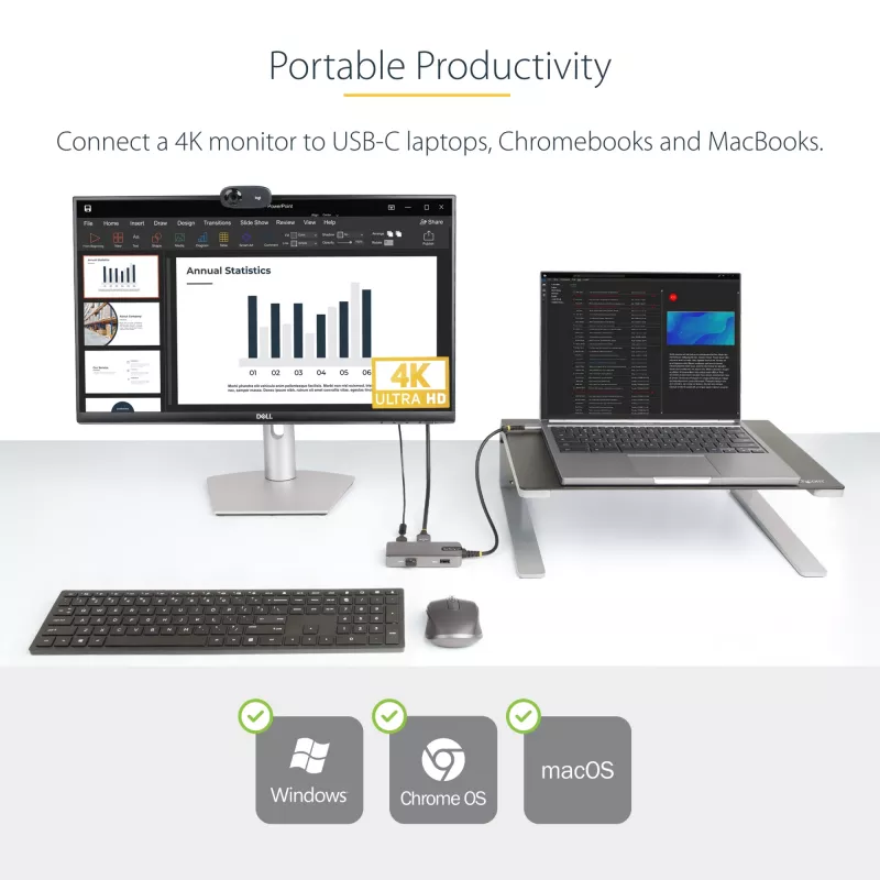 StarTech.com USB-C-multipoort-adapter - 4K 60Hz HDMI met HDR - 3-poorts USB-hub - 100W Power Delivery doorvoer - Works With Chromebook gecertificeerd - Windows/macOS/iPadOS/Android™