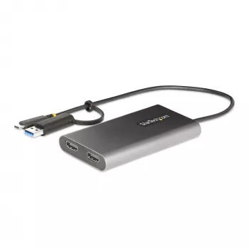 StarTech.com USB-C naar dual-HDMI-adapter – USB-C of A naar 2x HDMI – 4K 60Hz – 100W Power Delivery pass-through – 30 cm (1ft) geïntegreerde kabel – USB-naar-HDMI multi-monitor-converter voor laptop – TAA