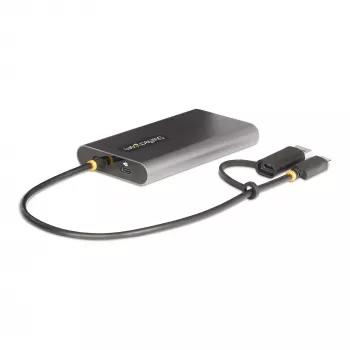 StarTech.com USB-C naar dual-HDMI-adapter – USB-C of A naar 2x HDMI – 4K 60Hz – 100W Power Delivery pass-through – 30 cm (1ft) geïntegreerde kabel – USB-naar-HDMI multi-monitor-converter voor laptop – TAA