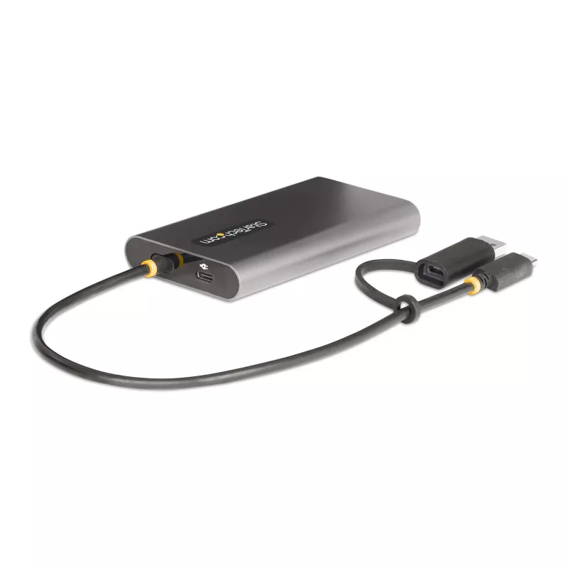 StarTech.com USB-C naar dual-HDMI-adapter – USB-C of A naar 2x HDMI – 4K 60Hz – 100W Power Delivery pass-through – 30 cm (1ft) geïntegreerde kabel – USB-naar-HDMI multi-monitor-converter voor laptop – TAA