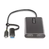 StarTech.com USB-C naar dual-HDMI-adapter – USB-C of A naar 2x HDMI – 4K 60Hz – 100W Power Delivery pass-through – 30 cm (1ft) geïntegreerde kabel – USB-naar-HDMI multi-monitor-converter voor laptop – TAA