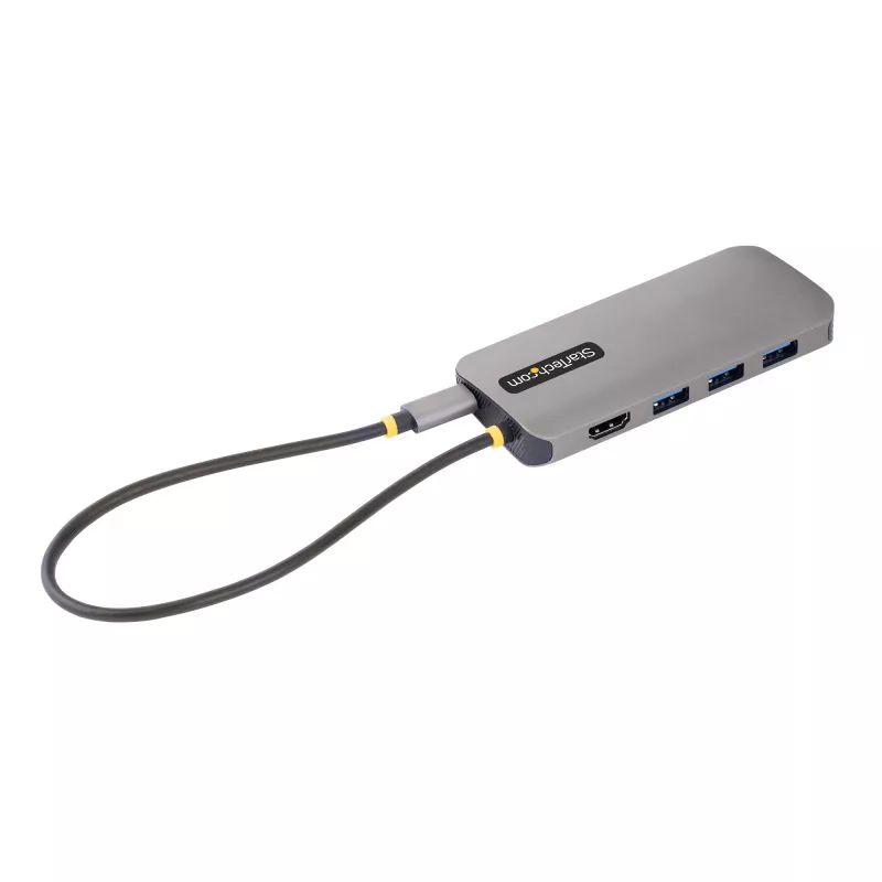 StarTech.com USB-C-multipoort-adapter – 4K 60Hz HDMI-video, 3-poorts 5Gbit/s USB-A-hub, 100W USB Power Delivery doorvoer/GbE/SD/MicroSD, 30cm kabel, draagbare laptop-dockingstation