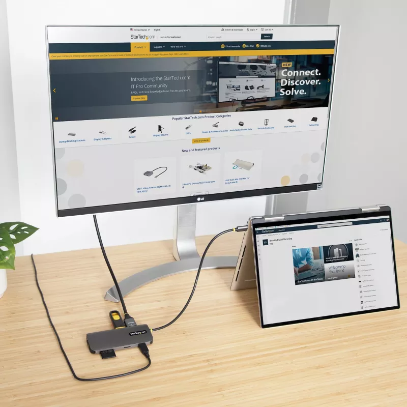 StarTech.com USB-C-multipoort-adapter – 4K 60Hz HDMI-video, 3-poorts 5Gbit/s USB-A-hub, 100W USB Power Delivery doorvoer/GbE/SD/MicroSD, 30cm kabel, draagbare laptop-dockingstation