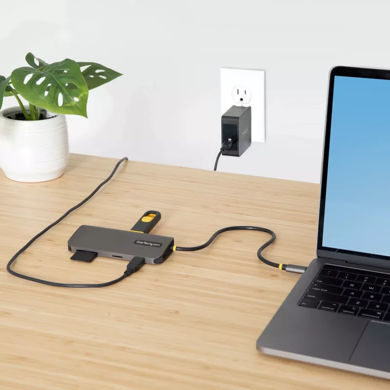 StarTech.com USB-C-multipoort-adapter – 4K 60Hz HDMI-video, 3-poorts 5Gbit/s USB-A-hub, 100W USB Power Delivery doorvoer/GbE/SD/MicroSD, 30cm kabel, draagbare laptop-dockingstation