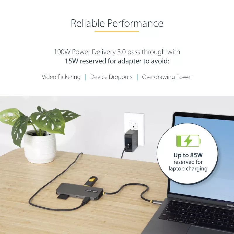 StarTech.com USB-C-multipoort-adapter – 4K 60Hz HDMI-video, 3-poorts 5Gbit/s USB-A-hub, 100W USB Power Delivery doorvoer/GbE/SD/MicroSD, 30cm kabel, draagbare laptop-dockingstation