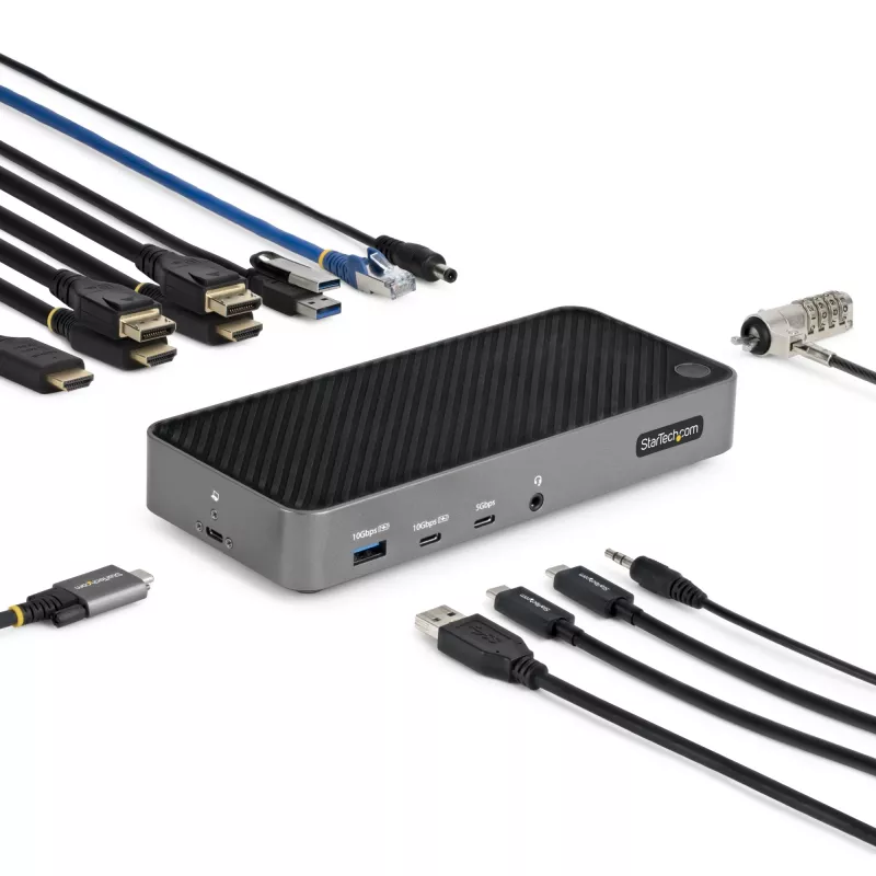 StarTech.com USB-C triple monitor dockingstation - HDMI/DP triple 4k USB-C dock - 5x USB-hub - GbE - 100W PD - universele multi monitor dockingstation - Thunderbolt 3/4 compatibel