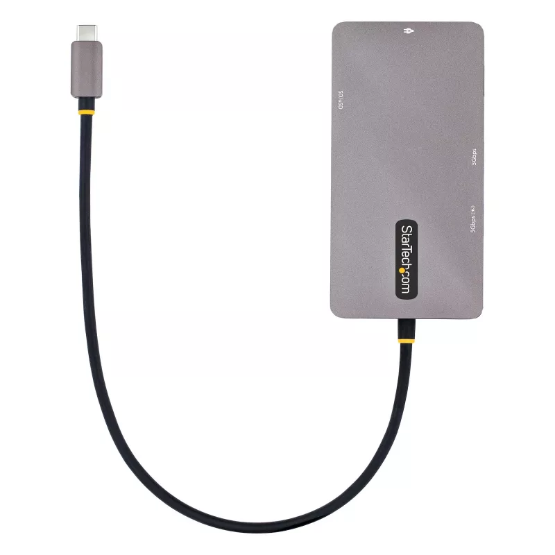 StarTech.com USB-C-multipoort-adapter, dual-HDMI-video, 4K 60Hz, 2-voudige 5 Gbit/s USB-A-hub, 100 W Power Delivery pass-through/GbE/SD/MicroSD, 30 cm kabel, reis-dock, laptop-dockingstation