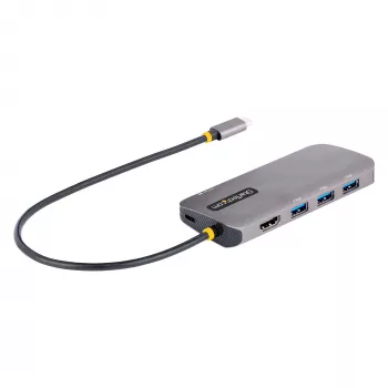 StarTech.com USB-C-multipoort-adapter, 4K 60Hz HDMI-video, 3-poorts 5Gbps USB-hub, 100W Power Delivery pass-through, GbE, 30 cm kabel, mini-reisdock, laptop-dockingstation