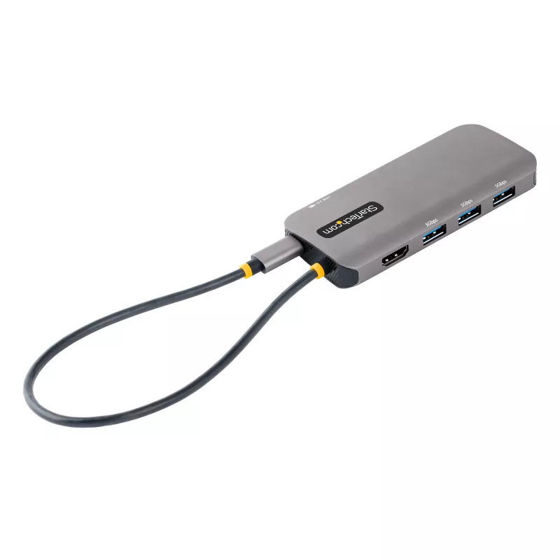 StarTech.com USB-C-multipoort-adapter, 4K 60Hz HDMI-video, 3-poorts 5Gbps USB-hub, 100W Power Delivery pass-through, GbE, 30 cm kabel, mini-reisdock, laptop-dockingstation