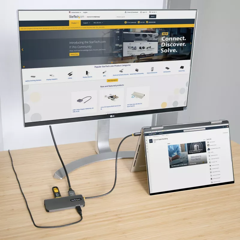 StarTech.com USB-C-multipoort-adapter, 4K 60Hz HDMI-video, 3-poorts 5Gbps USB-hub, 100W Power Delivery pass-through, GbE, 30 cm kabel, mini-reisdock, laptop-dockingstation