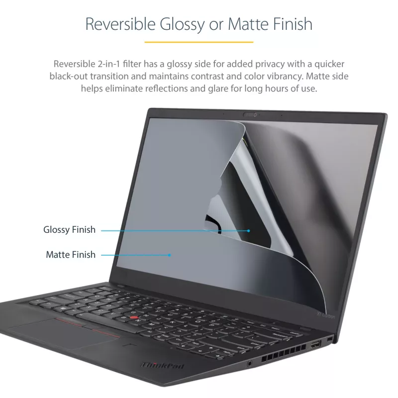 StarTech.com 33,8 cm (13,3 inch) laptopprivacyfilter – antireflecterende privacybescherming voor breedbeelddisplays (16:9) – beschermfolie voor laptopdisplay met 51% blauwlichtreductie – tweezijdig mat/glanzend
