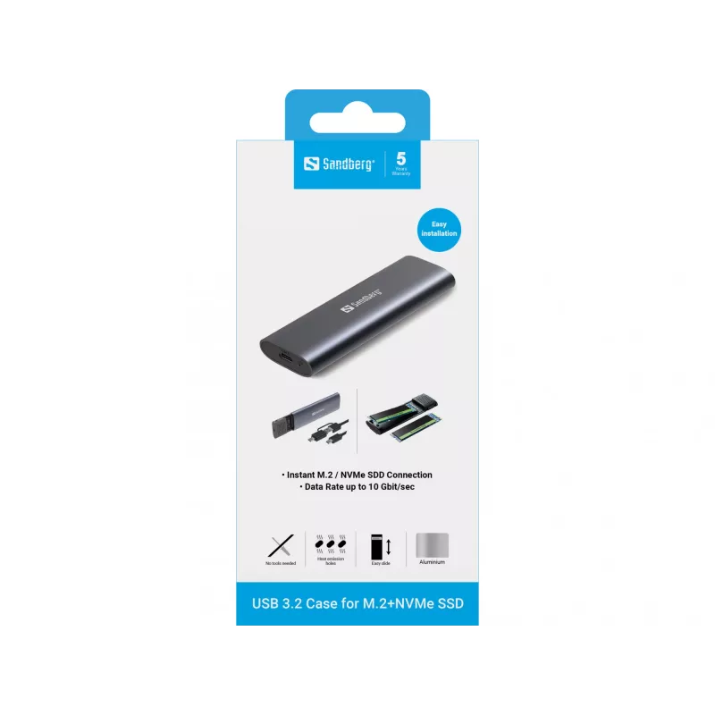 Sandberg USB 3.2-behuizing voor M.2+NVMe SSD