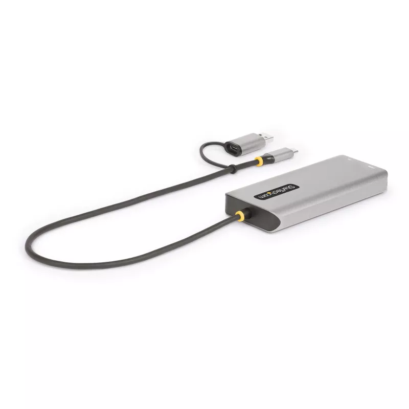 StarTech.com USB-C multiport-adapter met aangebrachte USB-C-naar-USB-A-dongle, dual HDMI (4K30Hz/1080p60Hz), 3x USB-A 5Gbps, mini travel dock, laptop-dockingstation, 1,3ft/40cm kabel