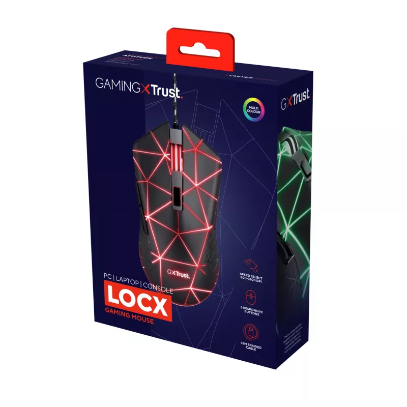 Trust GXT 133 Locx muis gaming rechtshandig USB Type-A optisch 4000 DPI