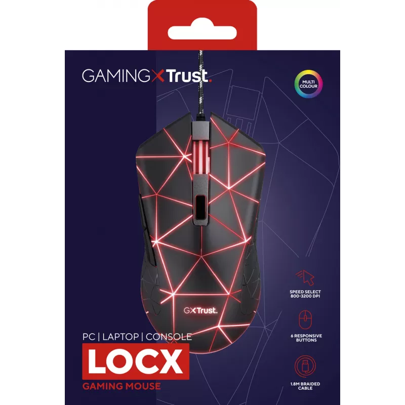 Trust GXT 133 Locx muis gaming rechtshandig USB Type-A optisch 4000 DPI