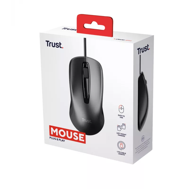 Trust 24657 muis kantoor dubbelhandig USB Type-A optisch 1200 DPI